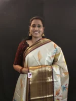 Hand Painted Tissue Saree with Kanchi Broad Border